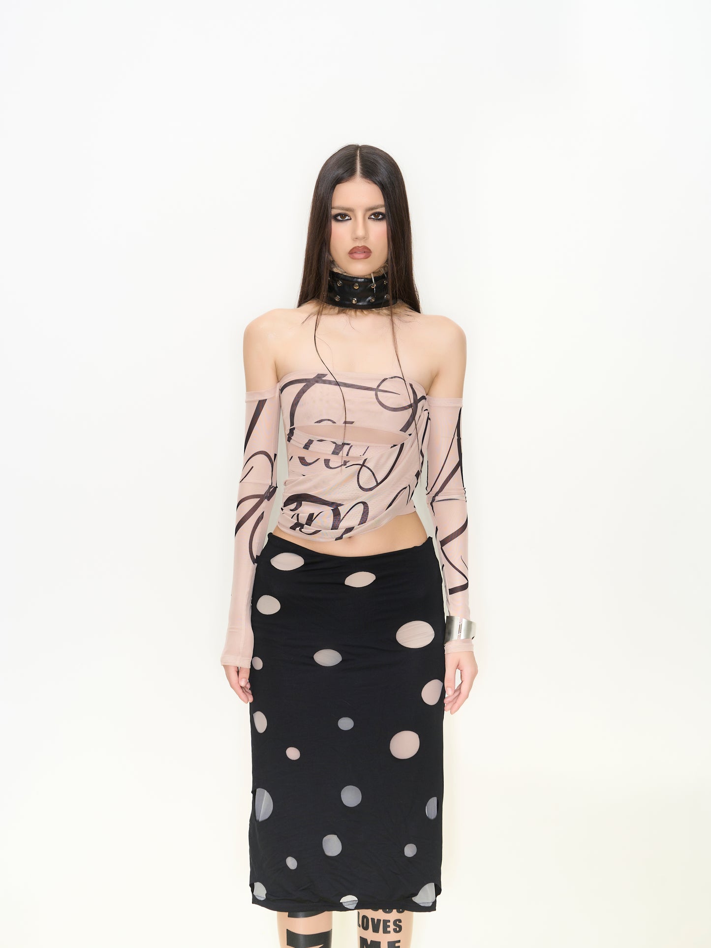 Nina Mesh Off-Shoulder Top