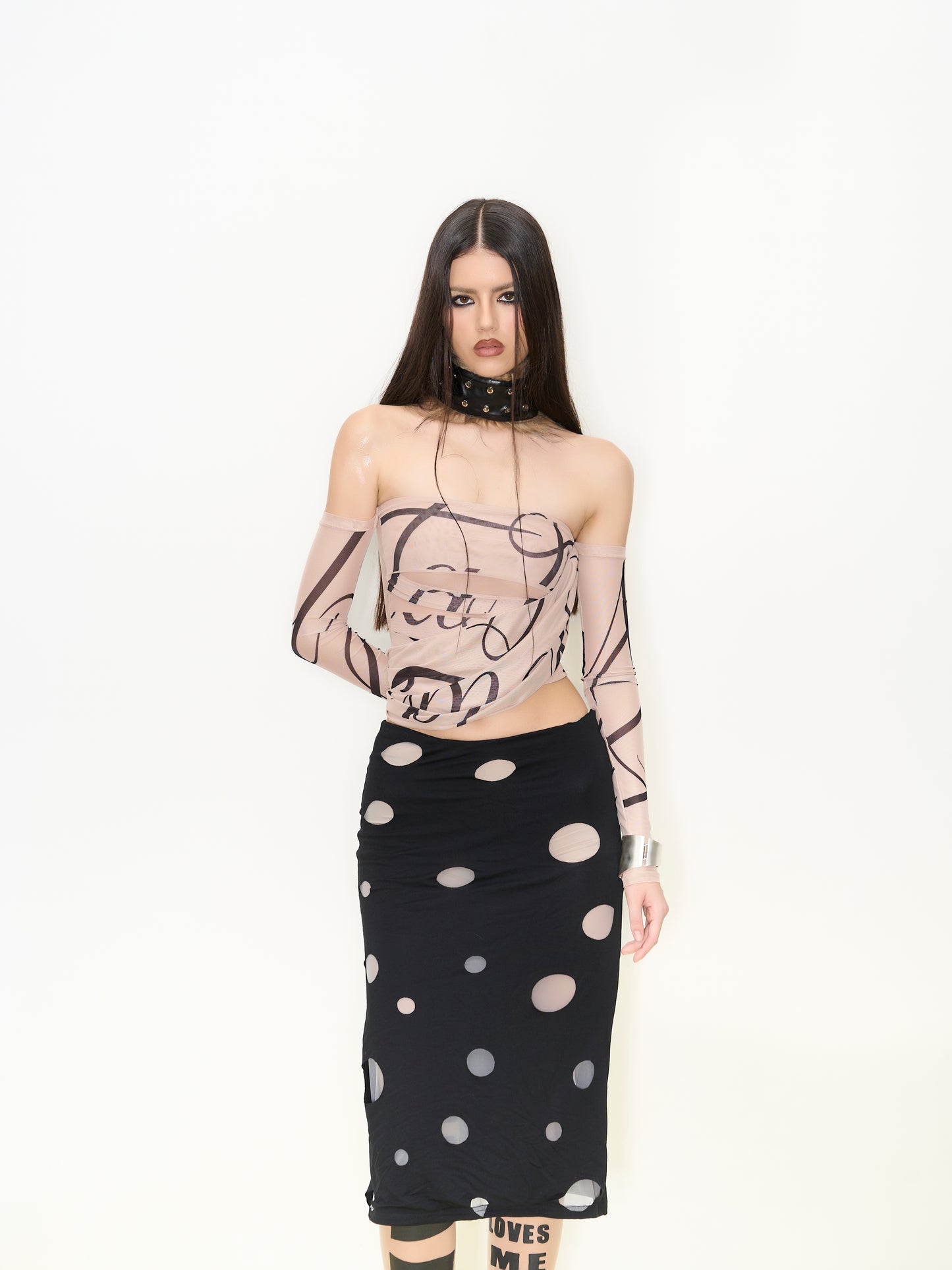 Nina Mesh Off-Shoulder Top
