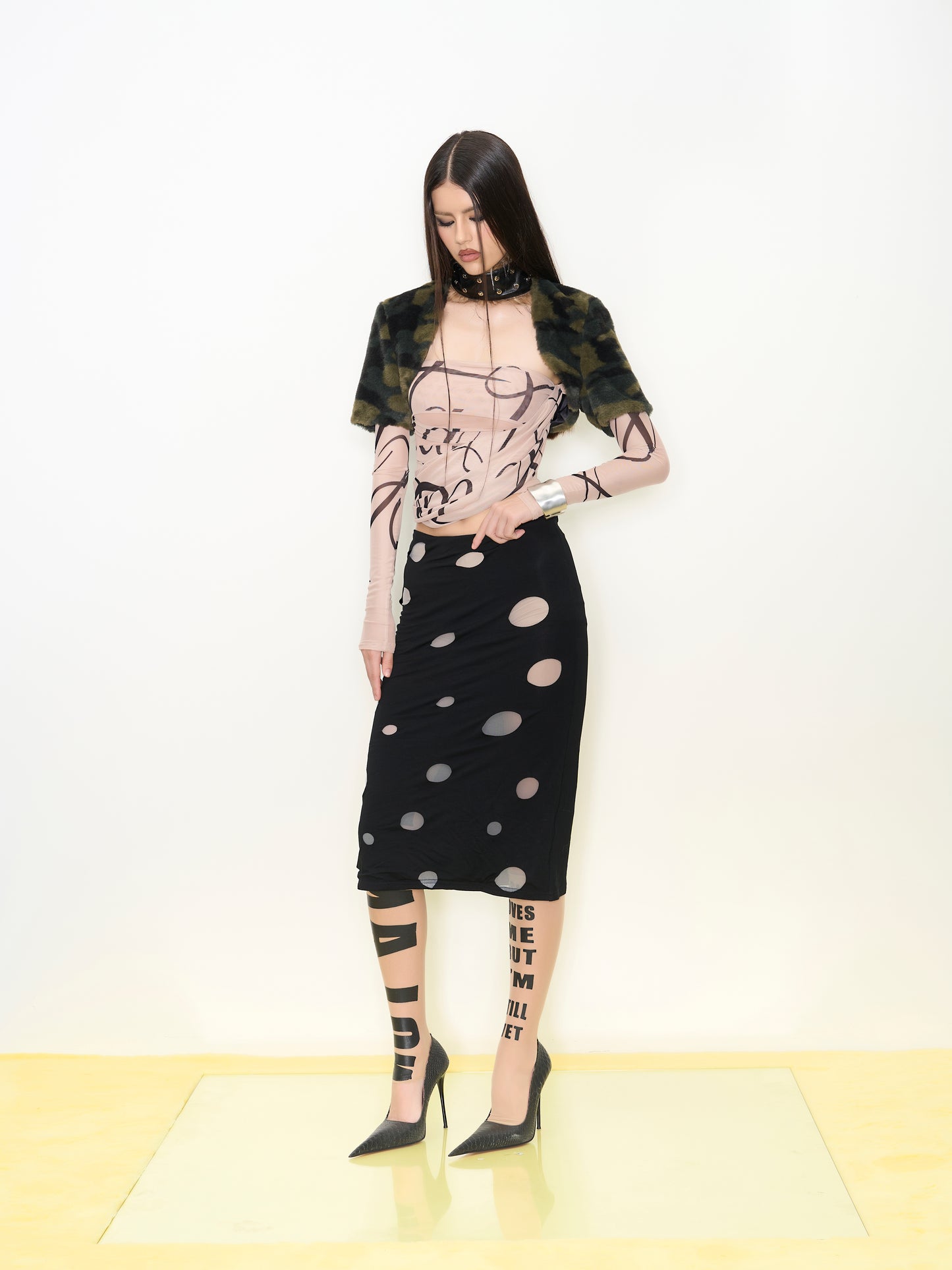 Nina Mesh Off-Shoulder Top