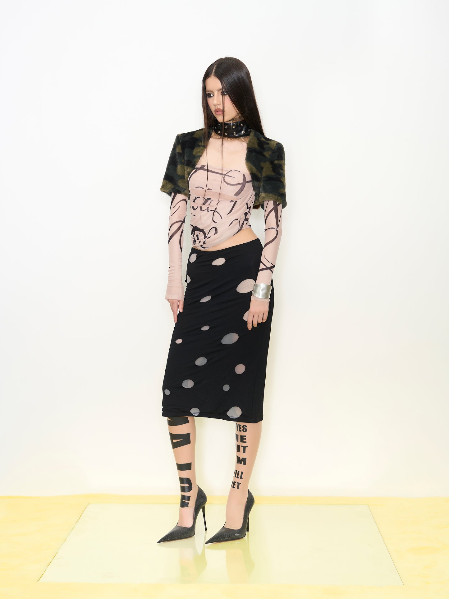 Nina Mesh Off-Shoulder Top