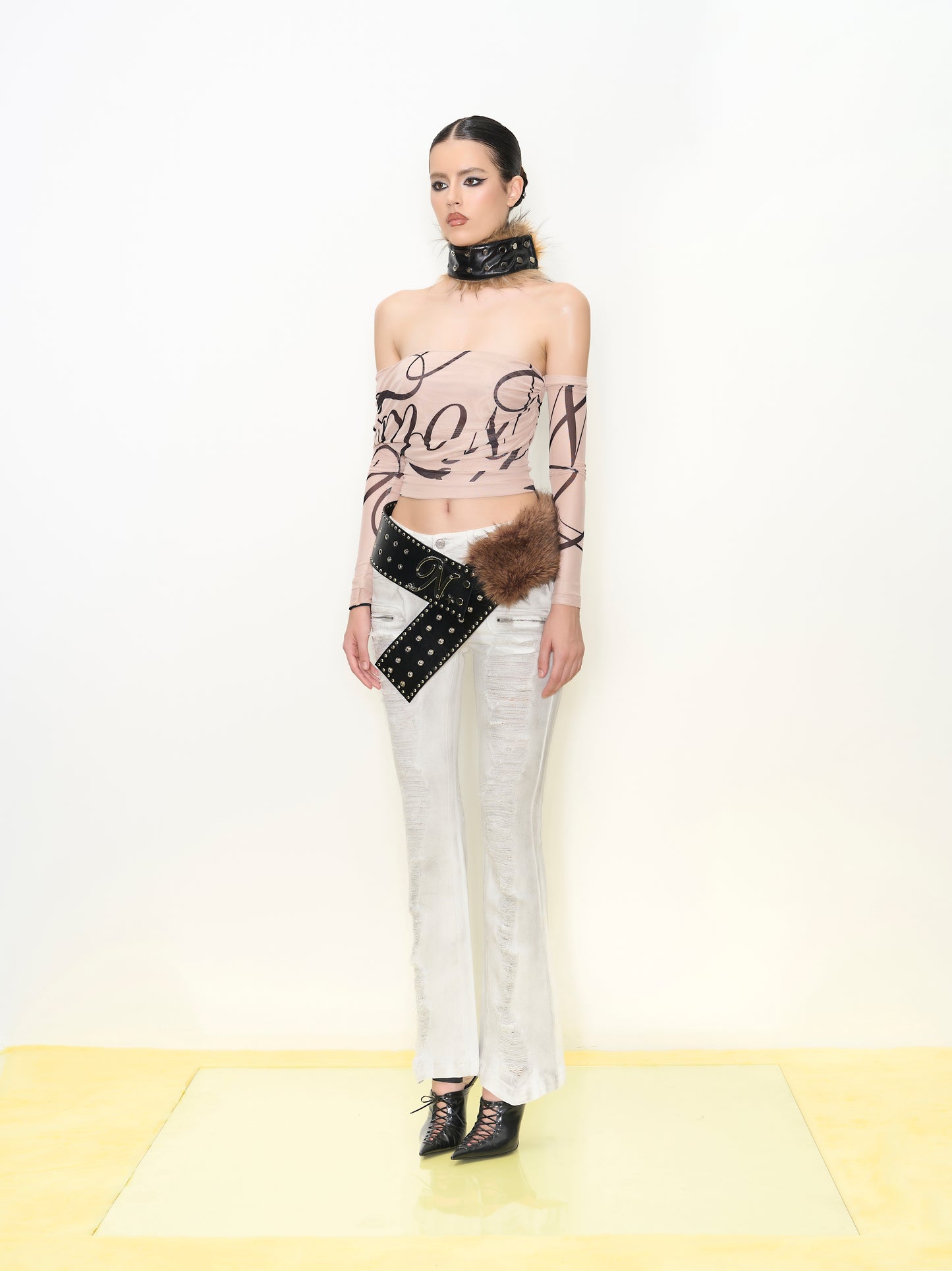 Nina Mesh Off-Shoulder Top