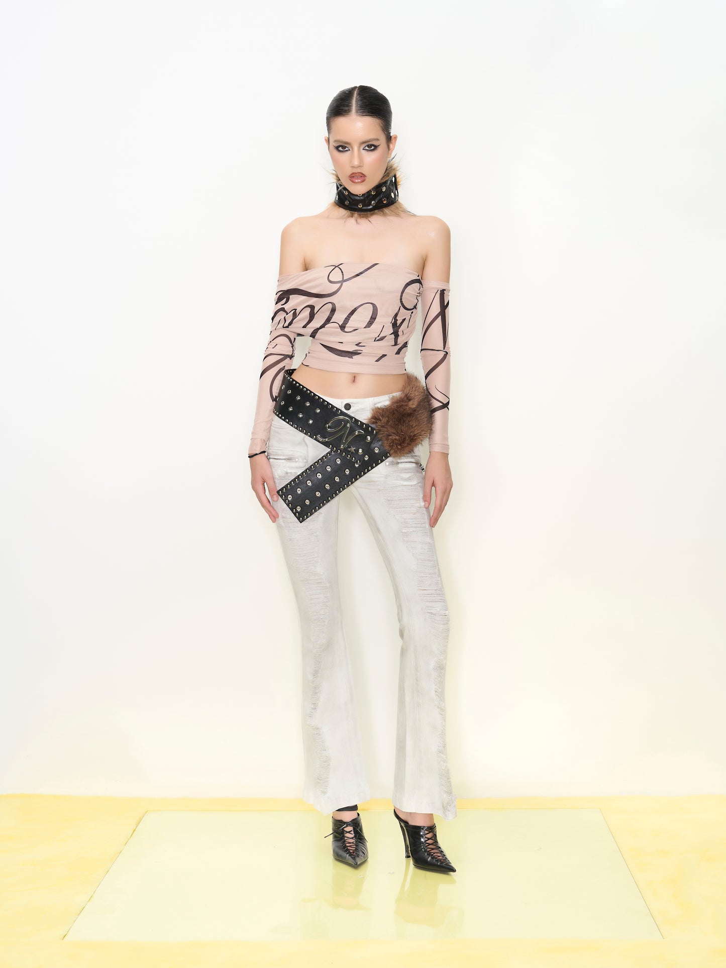 Nina Mesh Off-Shoulder Top