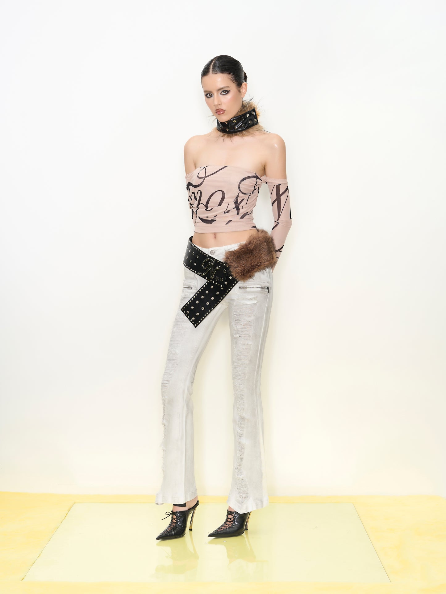 Nina Mesh Off-Shoulder Top