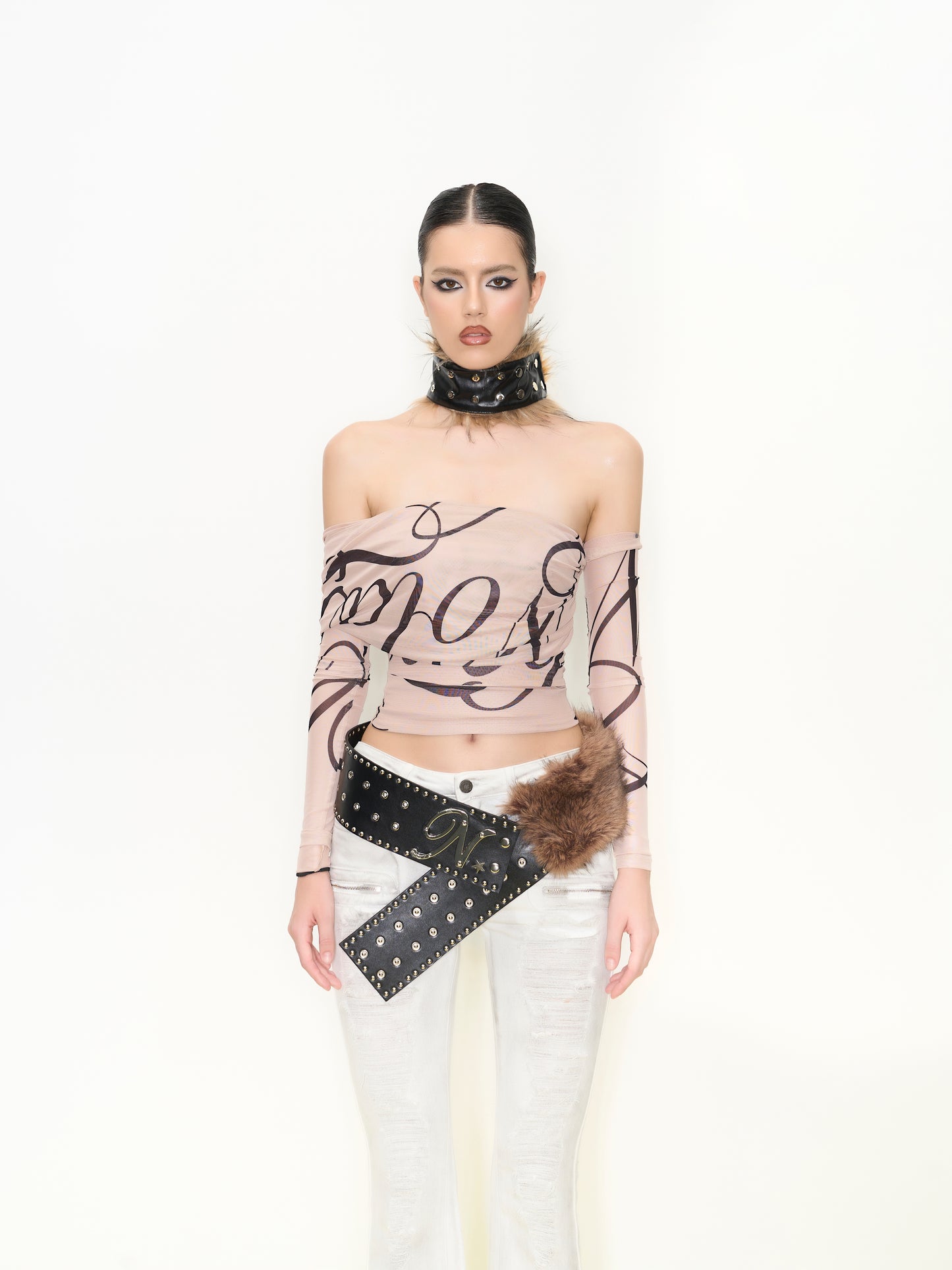 Nina Mesh Off-Shoulder Top