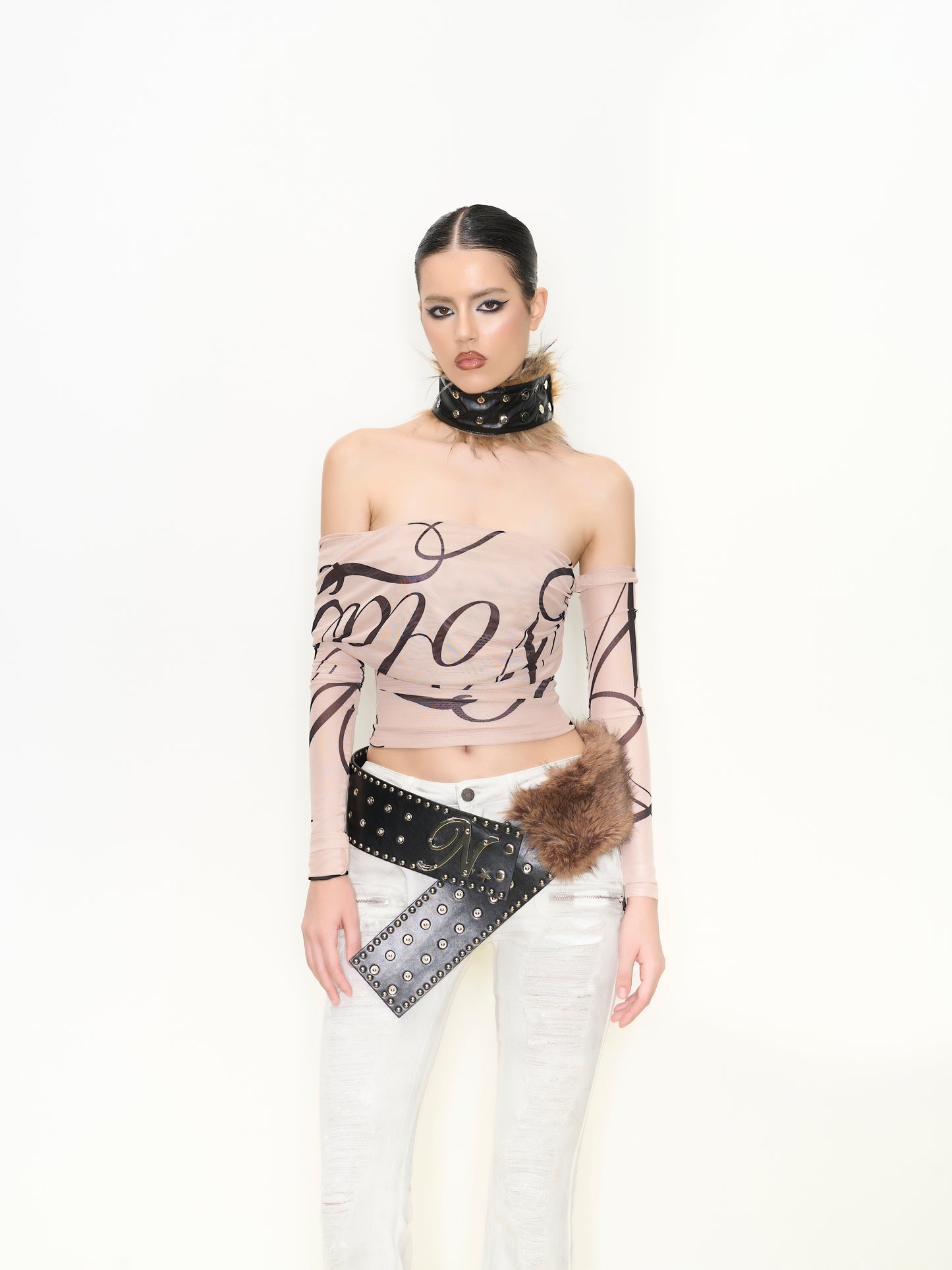 Nina Mesh Off-Shoulder Top