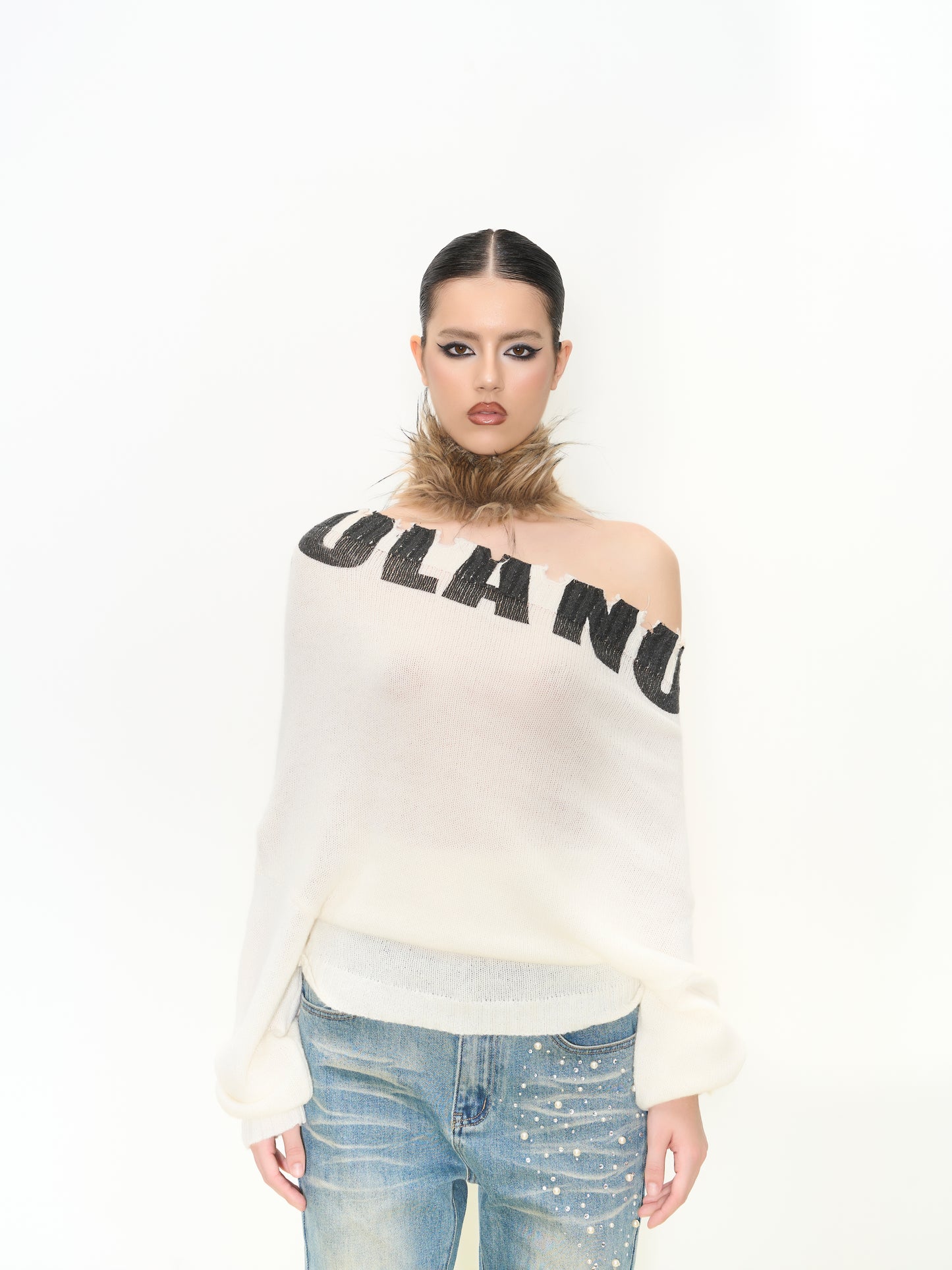 Off-Shoulder Wool Sweater