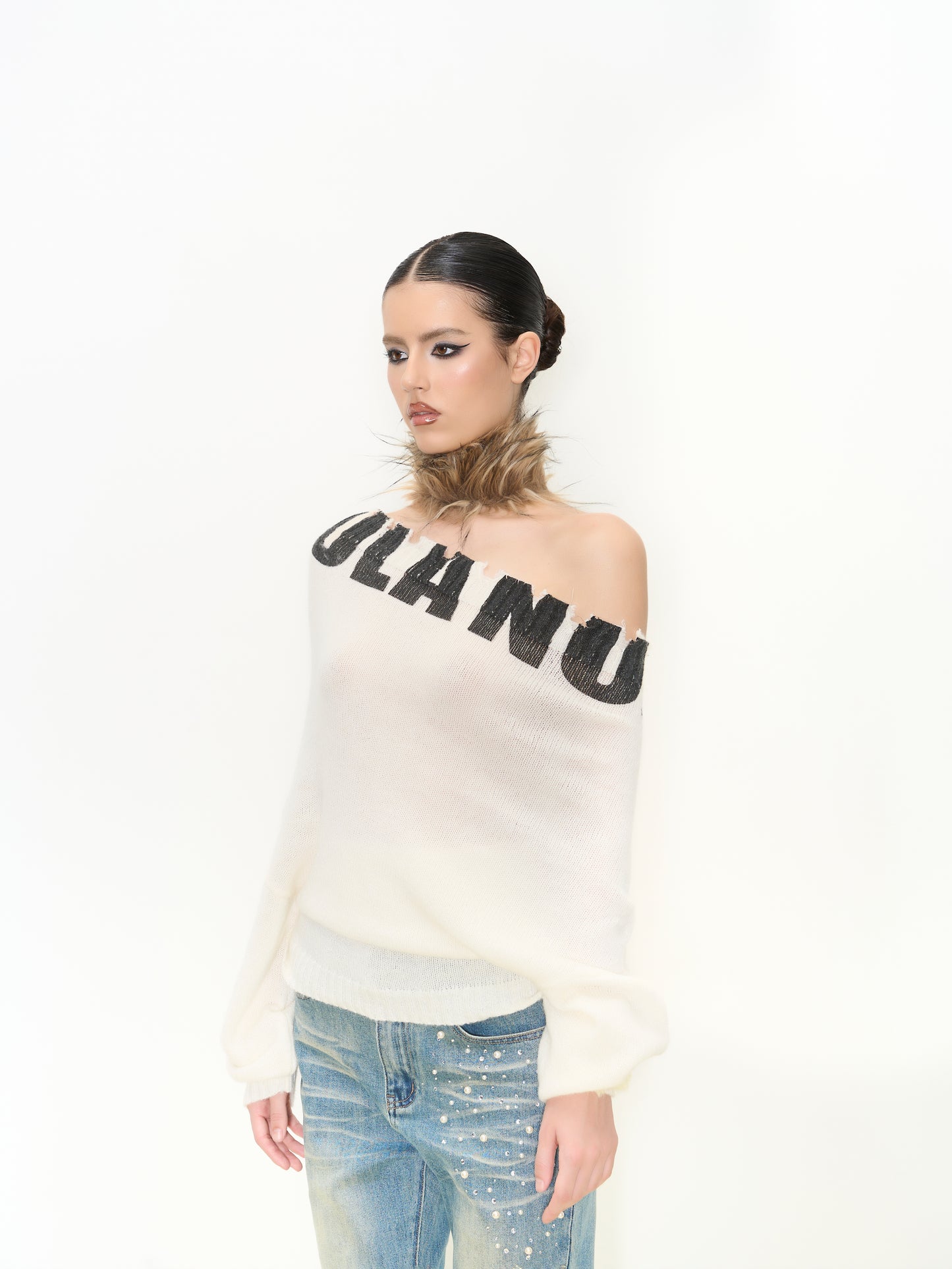 Off-Shoulder Wool Sweater
