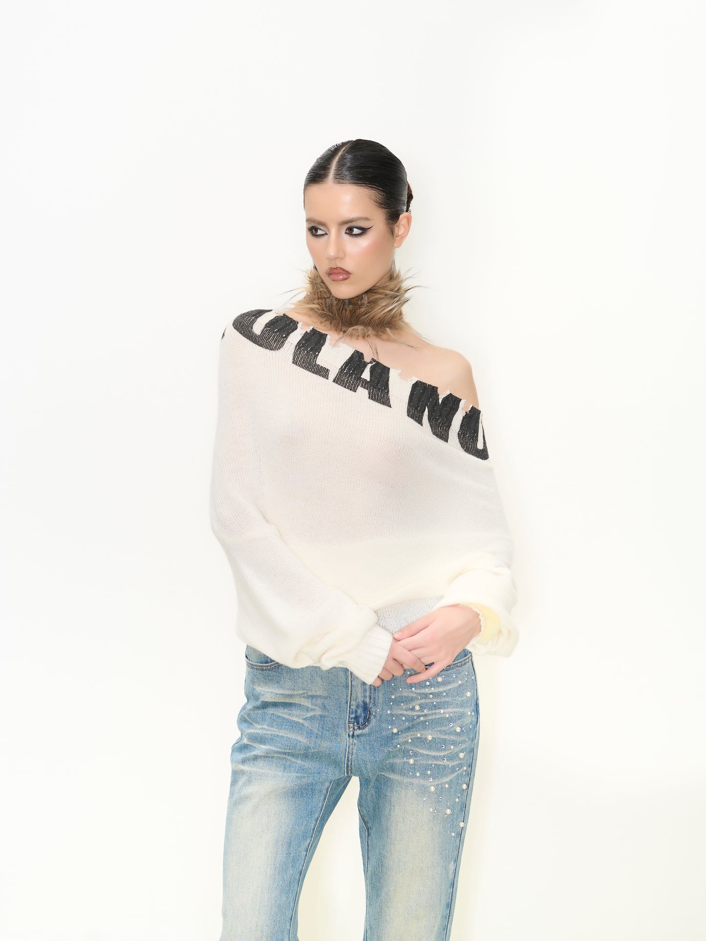 Off-Shoulder Wool Sweater