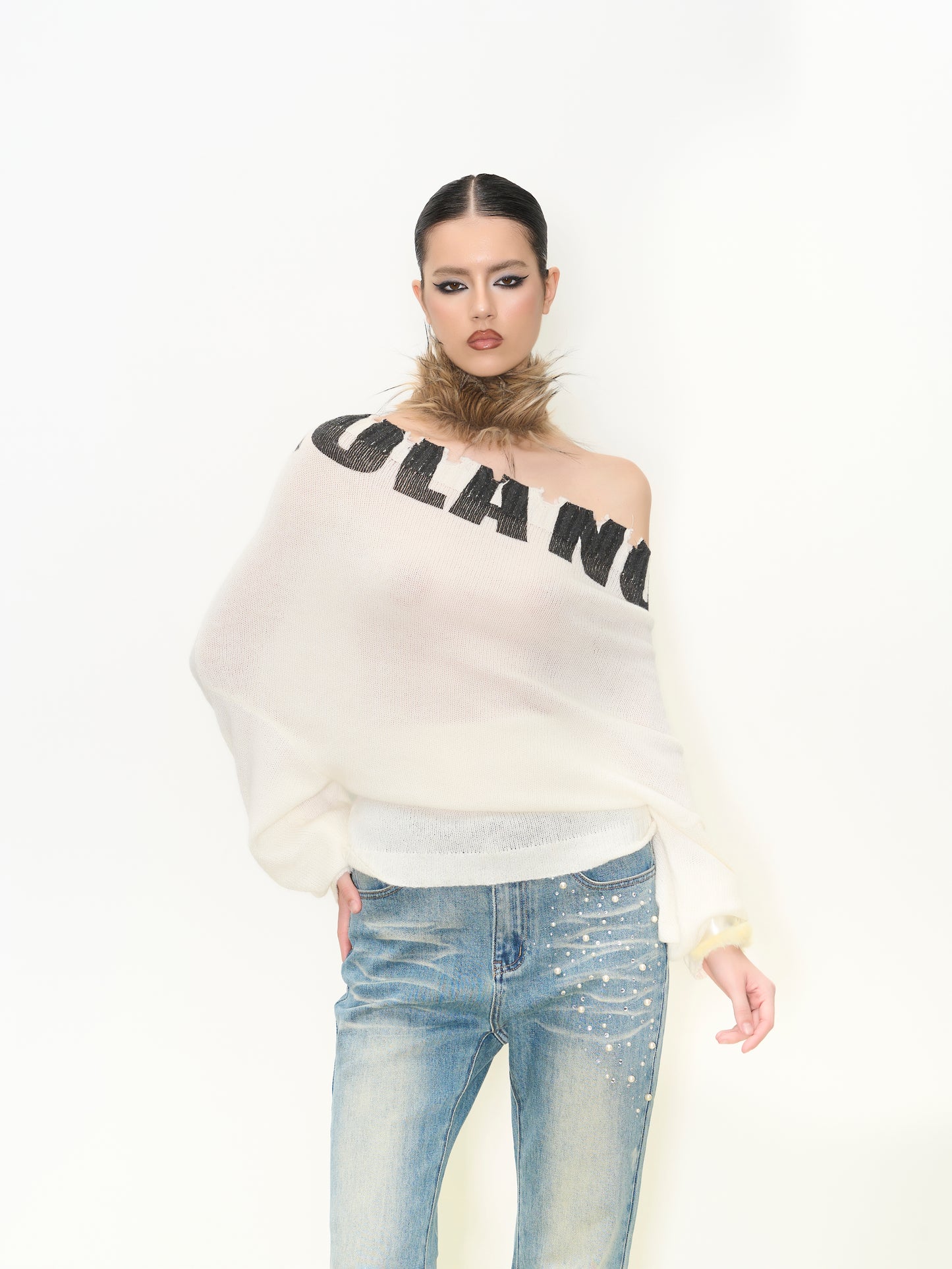 Off-Shoulder Wool Sweater