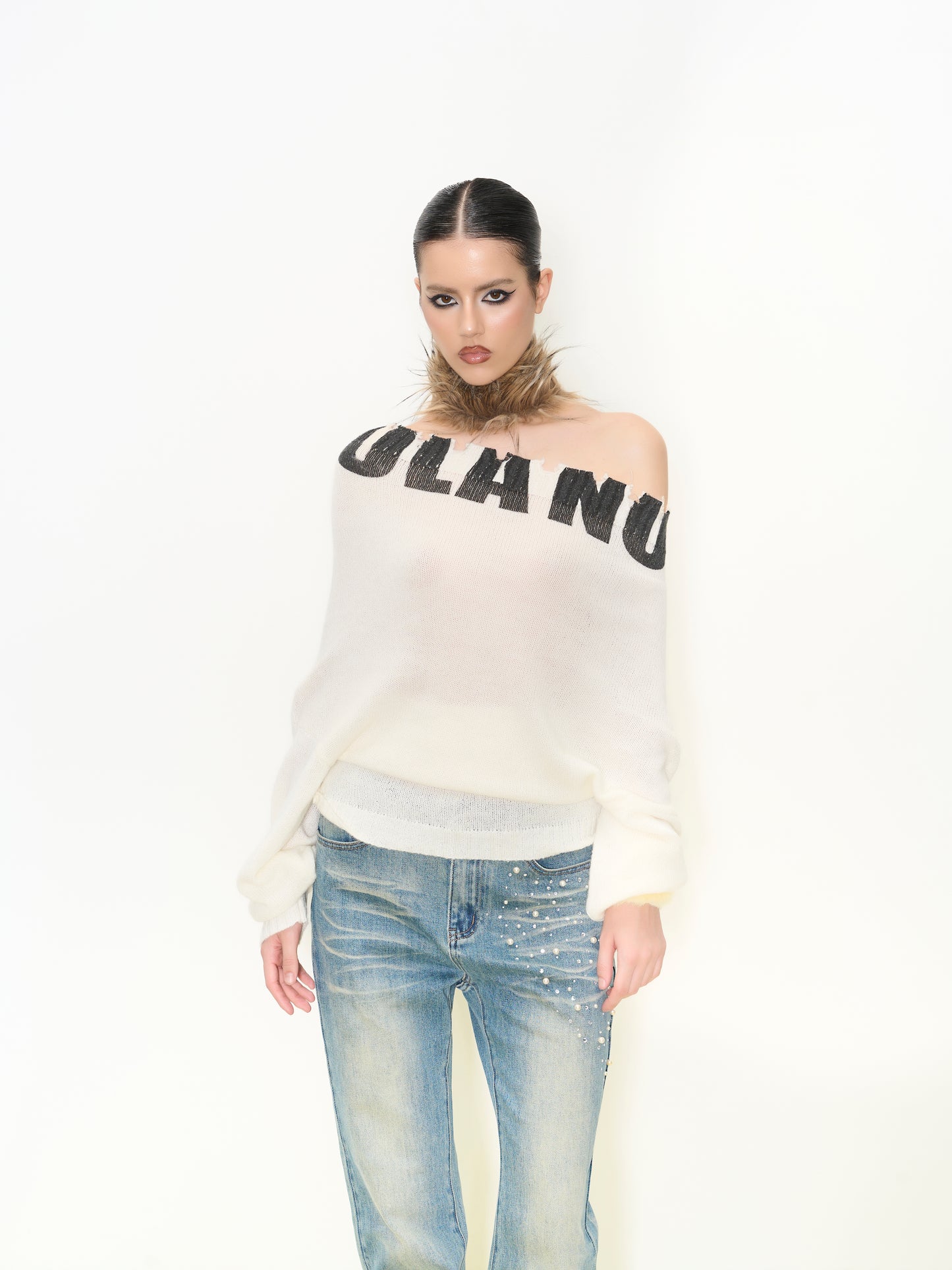 Off-Shoulder Wool Sweater