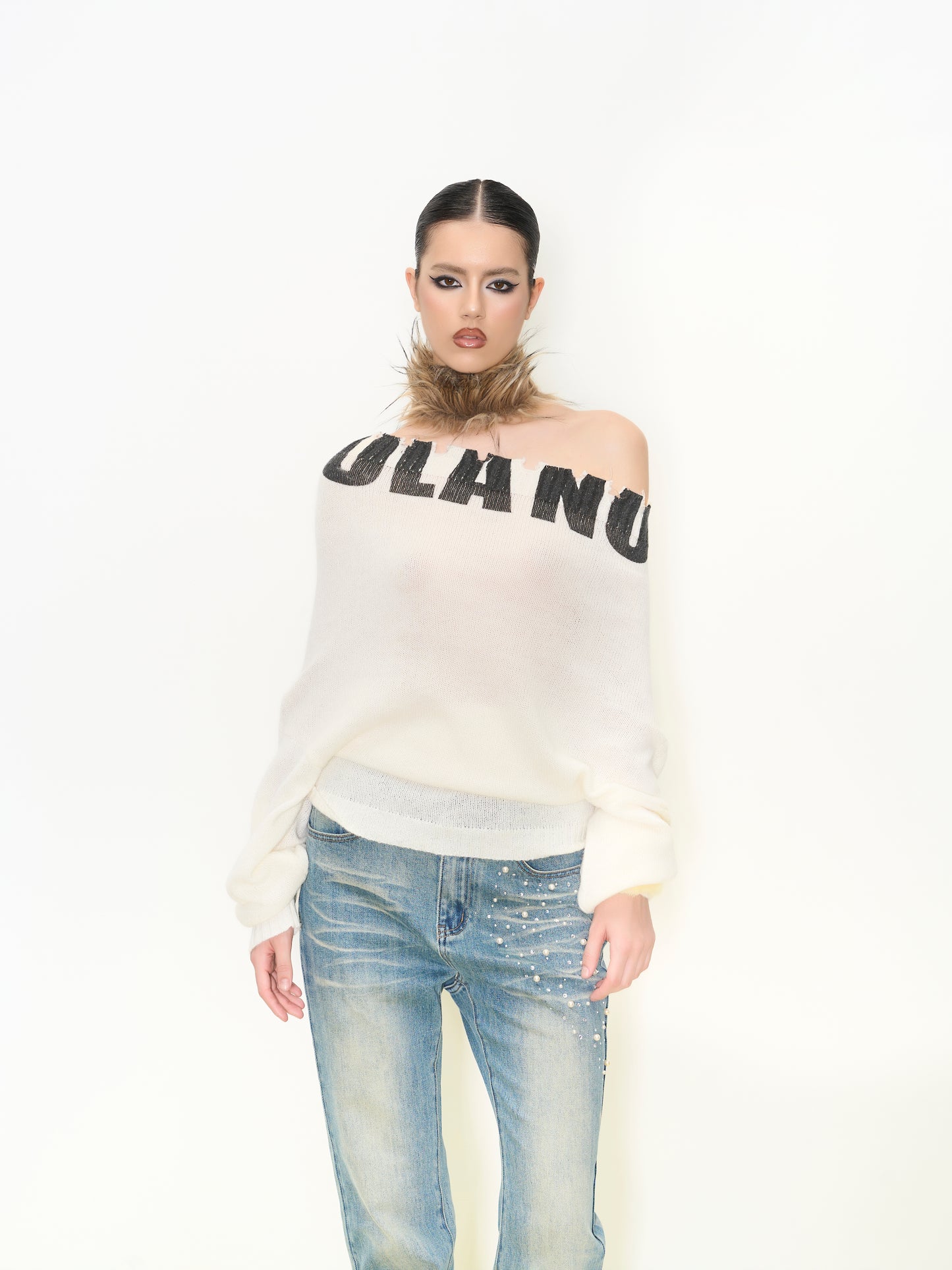 Off-Shoulder Wool Sweater