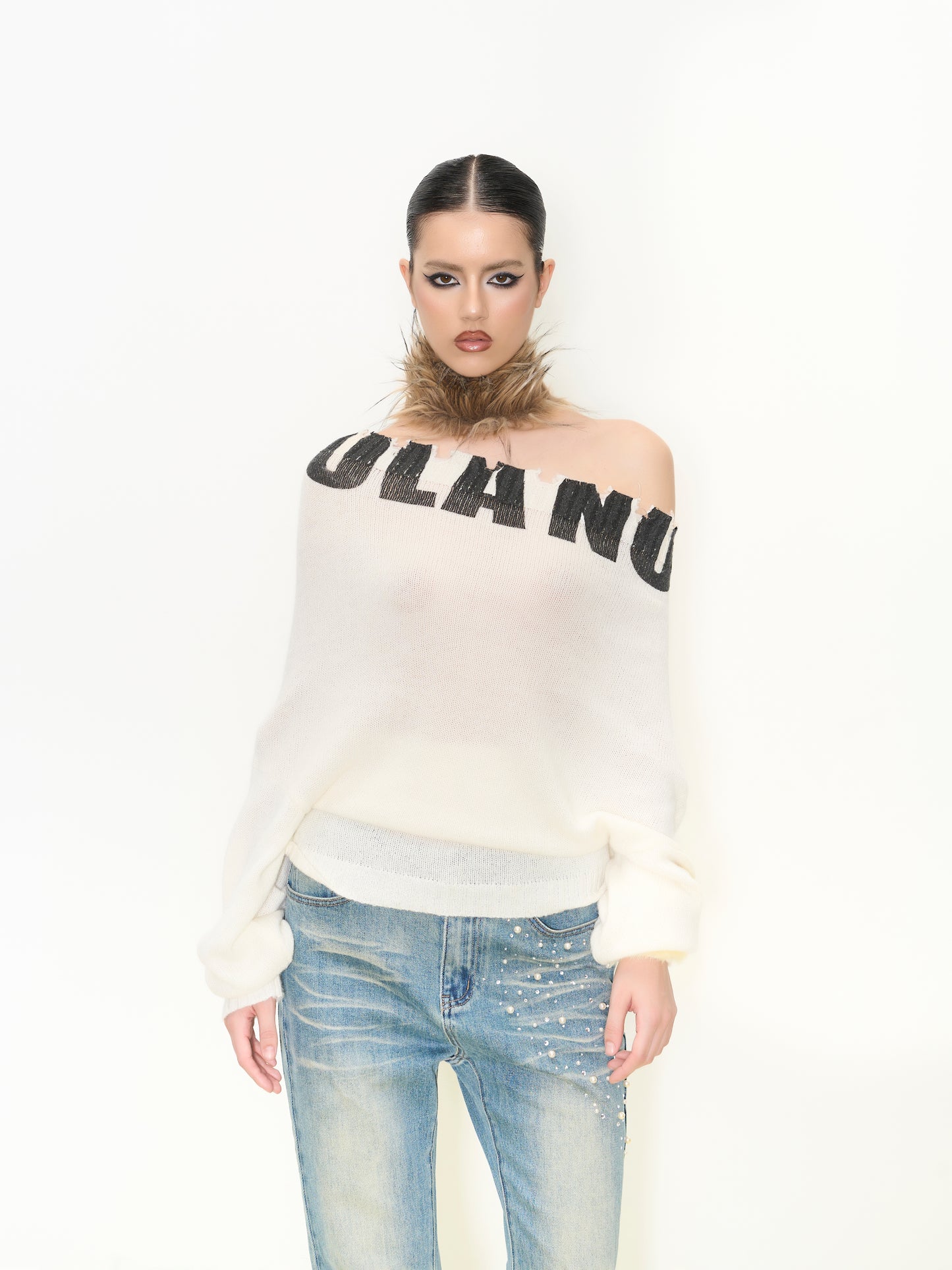Off-Shoulder Wool Sweater