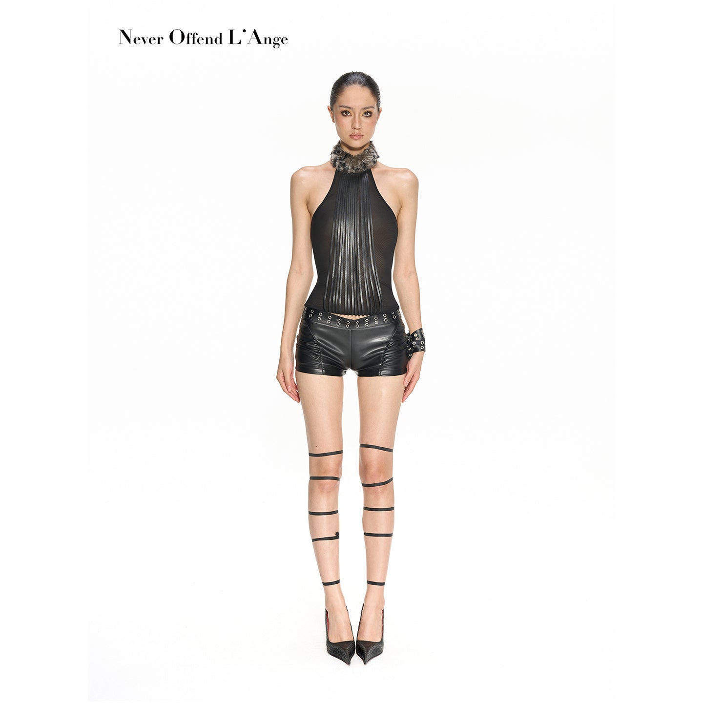 Velvet-Edge Mesh Halter