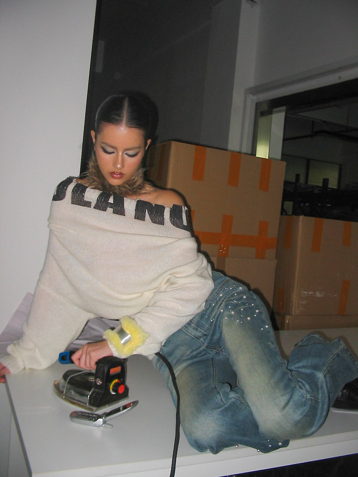 Off-Shoulder Wool Sweater