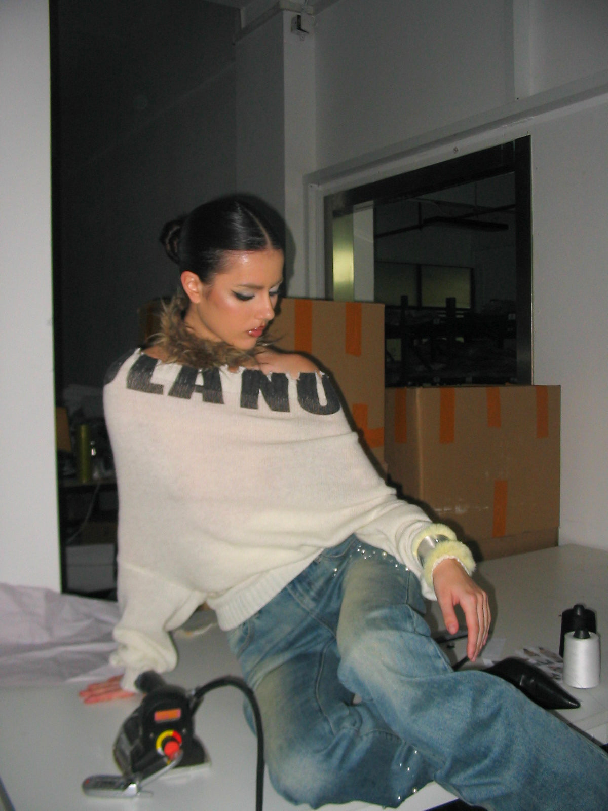 Off-Shoulder Wool Sweater